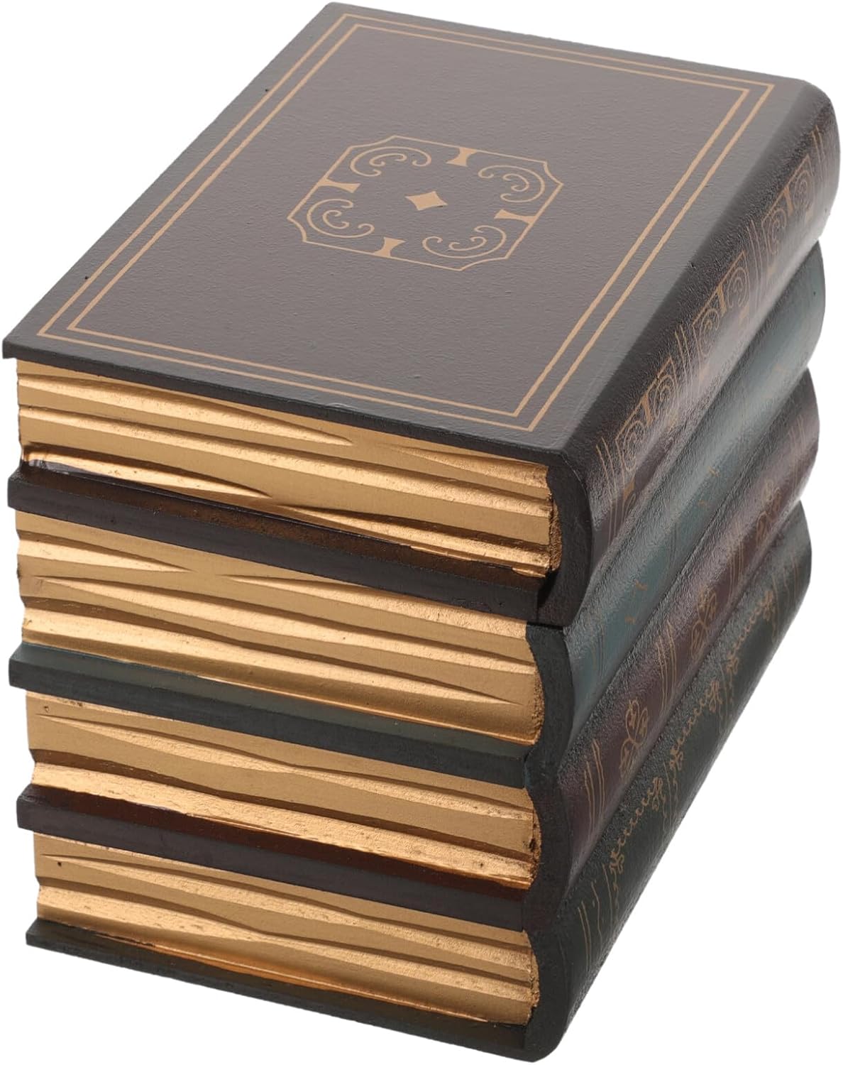 HOMSFOU Faux Book Storage Box 6.3 Inch Vintage Decorative Book Shaped Trinket Organizer with Hidden Compartment for Jewelry Keys and Valuables