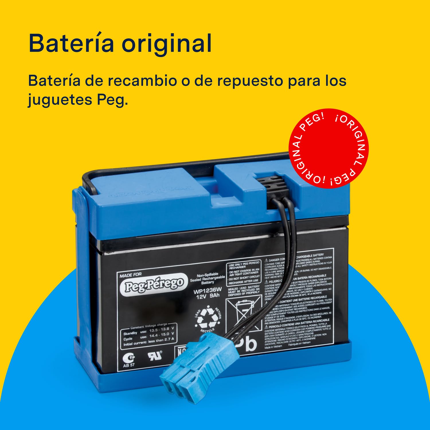 Batería Recargable Peg Perego De 12V 8Ah – Repuesto Oficial Para Coches Eléctricos Infantiles
