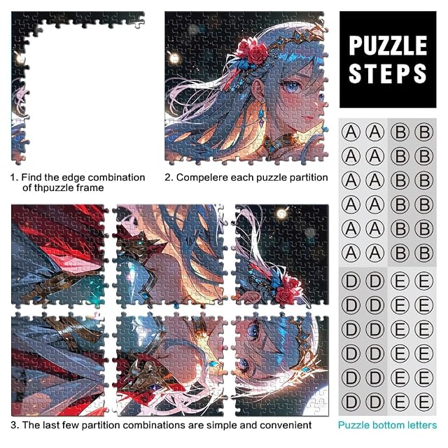 Foto 3 de 6 de Princesa de Anime con Ojos Azules Puzzles de 1000 Piezas para Adolescentes Juego Familiar para y Cada Pieza…
