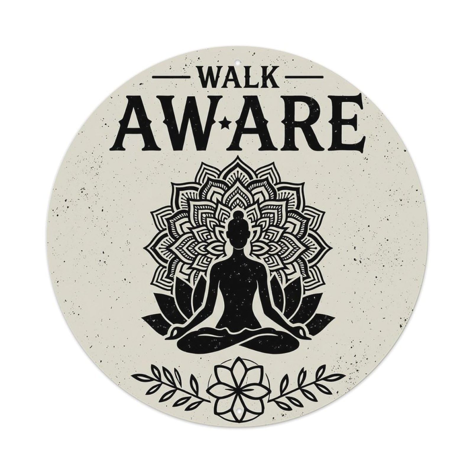 Zen Flower Meditation Den Mindful Path Vintage Metal Tin Sign Plaque Wall Decor for Cafe, Club Bar, Office, Garden Metal Poster 8x8Inch