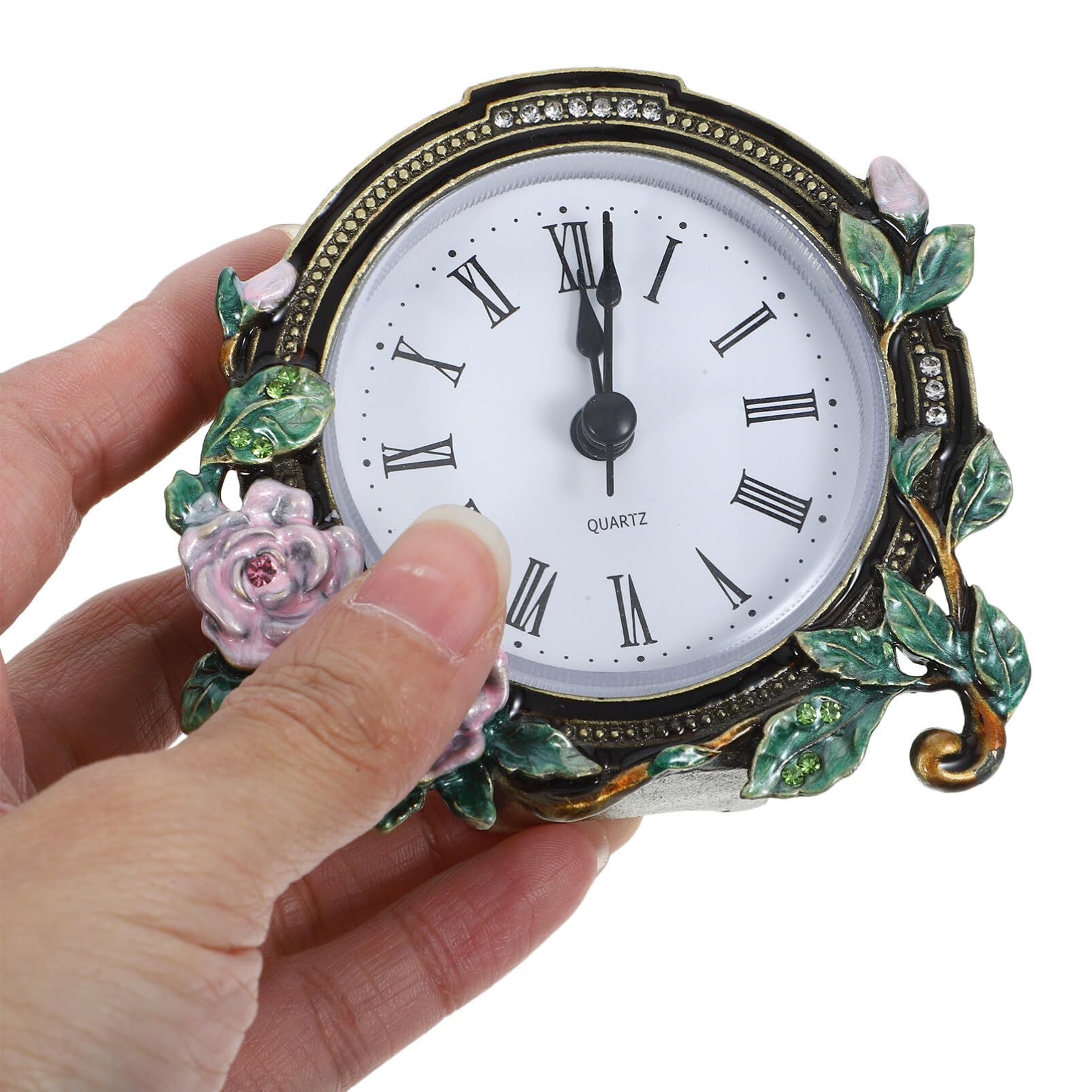 Cabilock Mini Tischuhr Vintage Stil Leise Europäische Kleine Uhr Zum Hinstellen Für Wohnzimmer Büro Deko Ästhetik