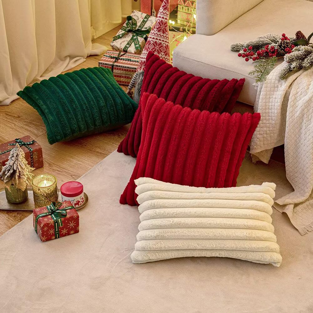 MIULEE Set Di 2 Federe Per Cuscini 40x40 Cm - Peluche Morbido Beige - Cuscini Decorativi Per Divano E Camera - 2