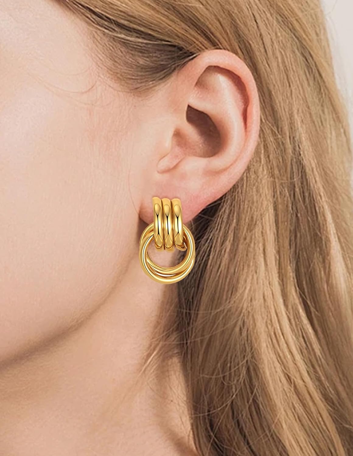 8 Pairs Gold Knot Earrings for Women Geometric Twisted Long Link Drop Dangle Earrings Lightweight Chunky Statement Earring Stud Jewelry Gifts - Image 3