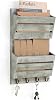 BTY Mail Holder for Wall, Wooden Mail Sorter with 4 Key Hooks, 2 Slot Wall Mounted Mail Sorter Letter Bills Newspaper Magazine Organizer for Entryroom Hallway Office Garage, Rustic Brown