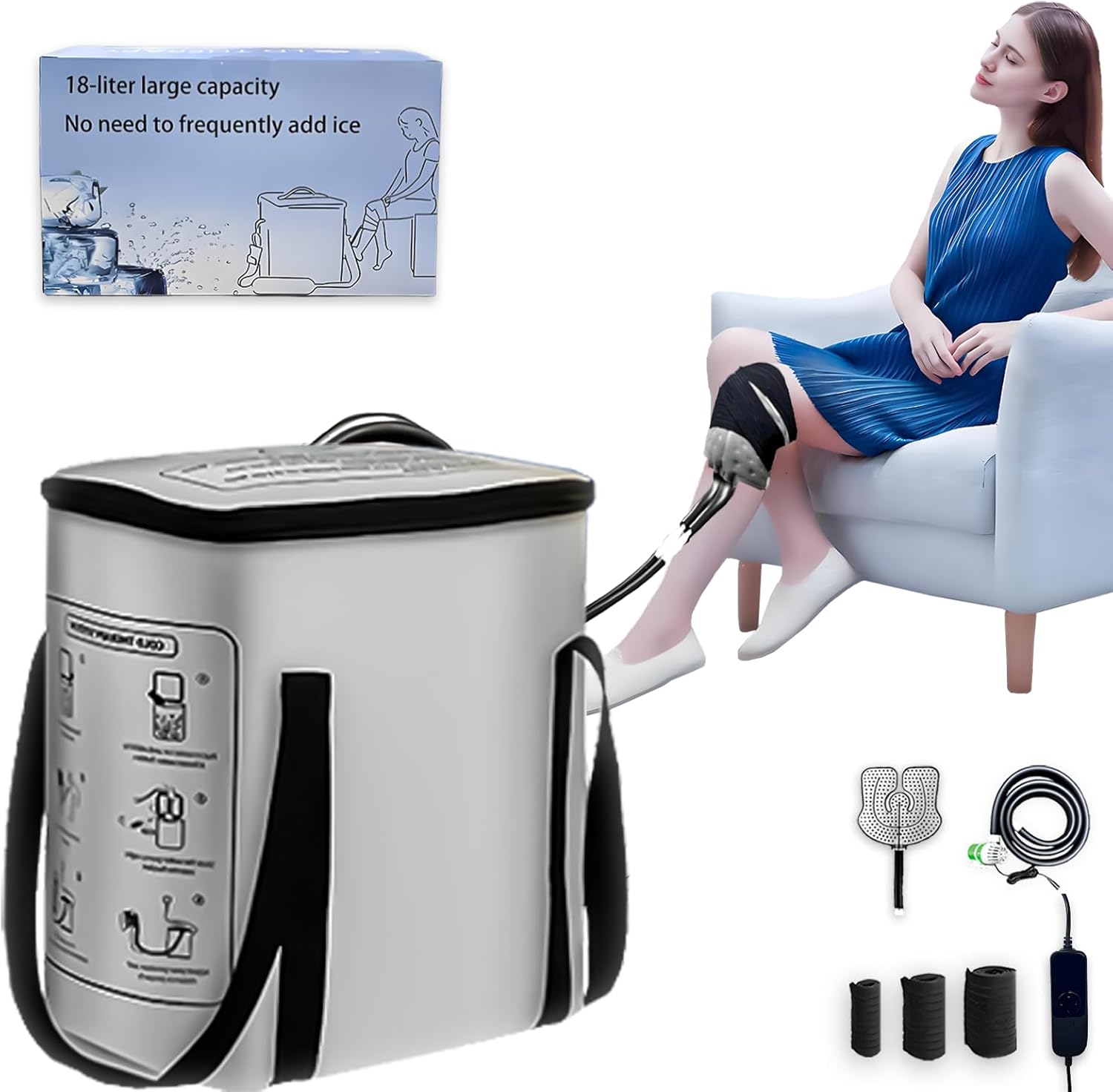 Cold Therapy Machine with Programmable Timer,Cold Compress Machine, Shoulder ice Pack for Portable Water-Cooled, Knee Joint Ice Therapy Machine, Cold Therapy Machine for Relieving Body Pain