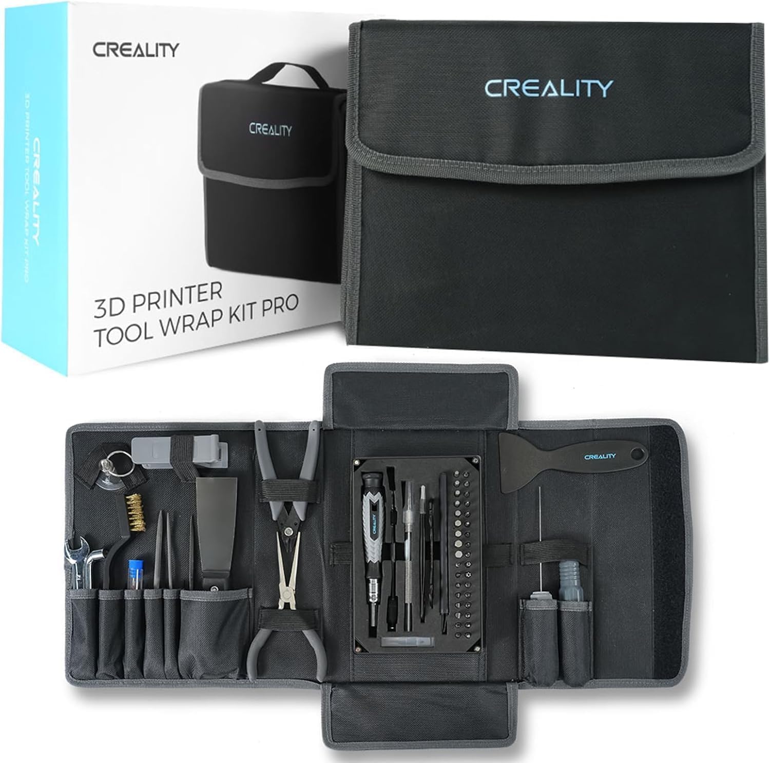 Creality Juego de herramientas para impresora 3D de 74 piezas, kit de herramientas para colocar, quitar y cortar filamentos, accesorios de impresión 3D para todas las impresoras FDM, limpieza y