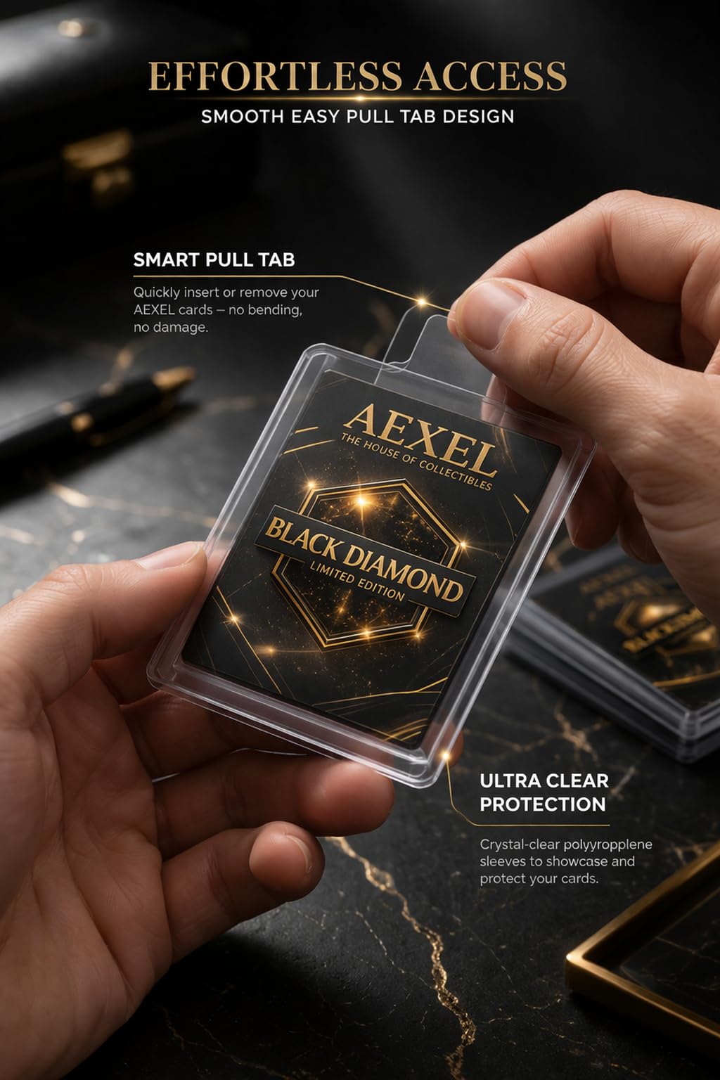 AEXEL Premium Clear Tab Pull Easy Pull Penny Sleeves for Trading Cards 67mm x 92mm Compatible with Chrome & All TCG Cards Archival Quality, Acid-Free, Non-PVC Ultra Soft Card Sleeves Protectors 2