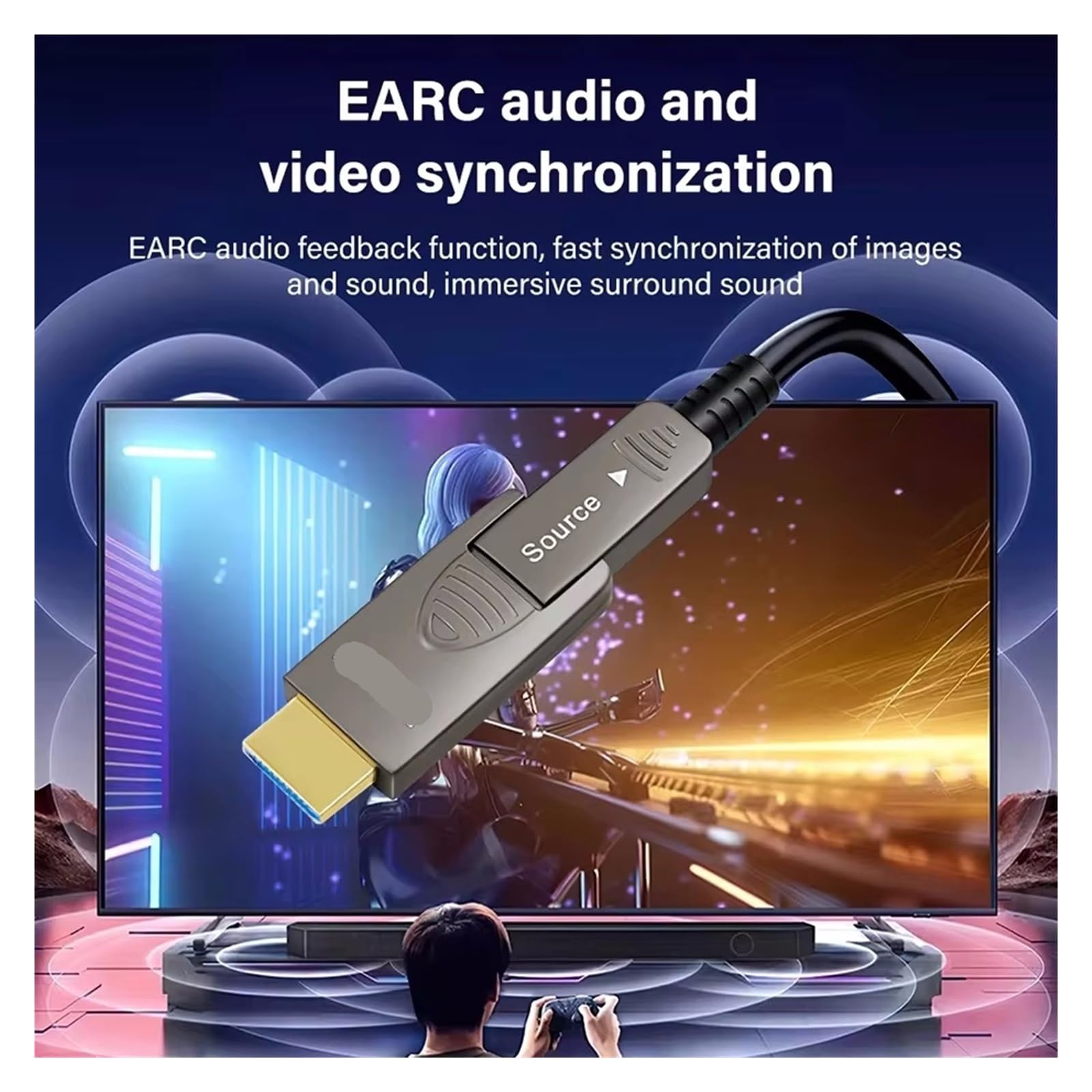 Cavo In Fibra Ottica HDMI 2.1 8K Staccabile Tipo A + D Attiva A 60Hz 4K A 120Hz 48Gbps for RX 7900/7800 RTX 4090/4070(15m)