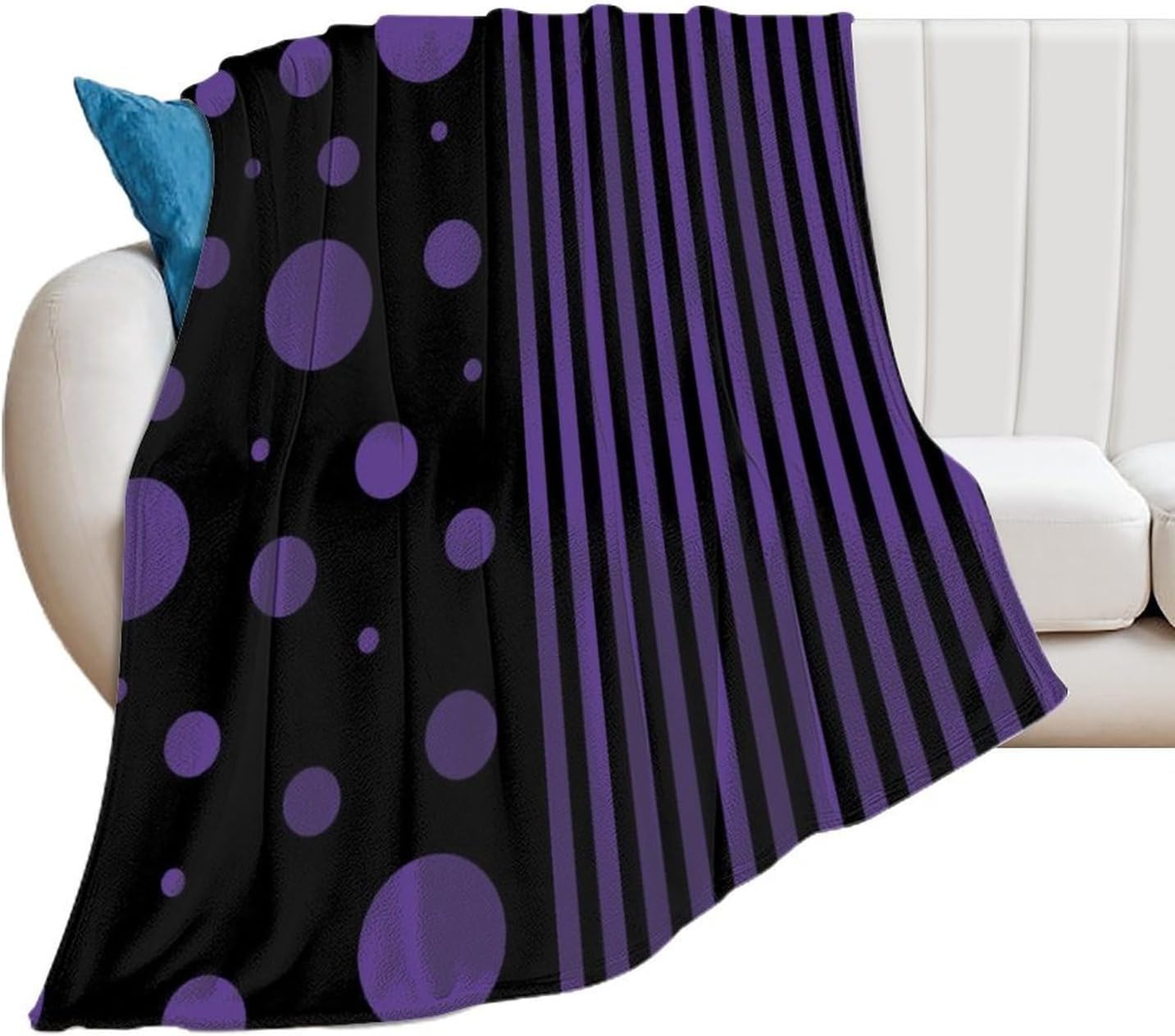 Jinoarob Plush Throw Blanket, Spots and Stripes in Purple
