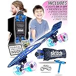 SKITCH Complete Skateboards for Kids Ages 6-12 Beginners Boys Year Old Children Youth Gift Set 22 Inch Penny Board Mini Cruiser ABEC 9 Bearings Skateboard Backpack Bag Skate Tool (Blue Galaxy LED+)