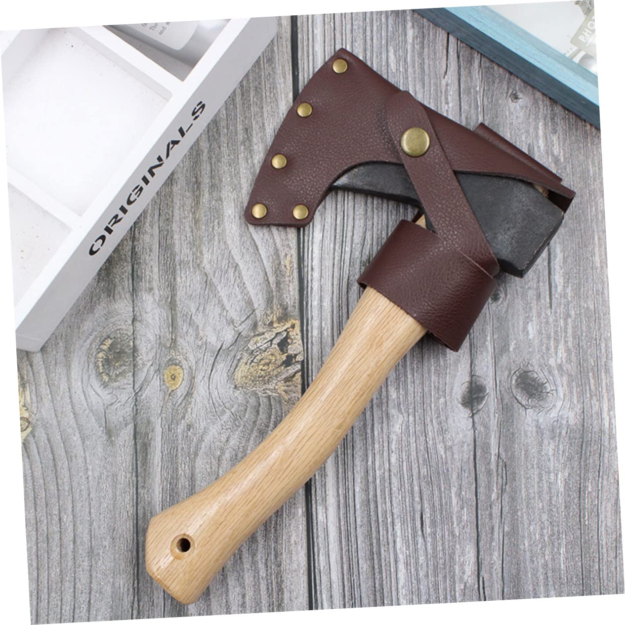 Happyyami 1Set Portable Leather Hatchet Cover Durable Protection for Axes Riveted Design for Safety Fit for Outdoor Use for Camping and Woodworking One Pack