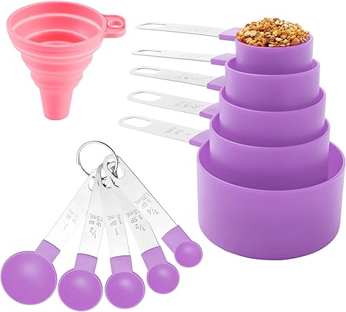 Miniatura 36 de Huygens - Juego de tazas y cucharas medidoras de 10 piezas, tazas medidoras apilables con mango de acero inoxidable para medir ingredientes secos