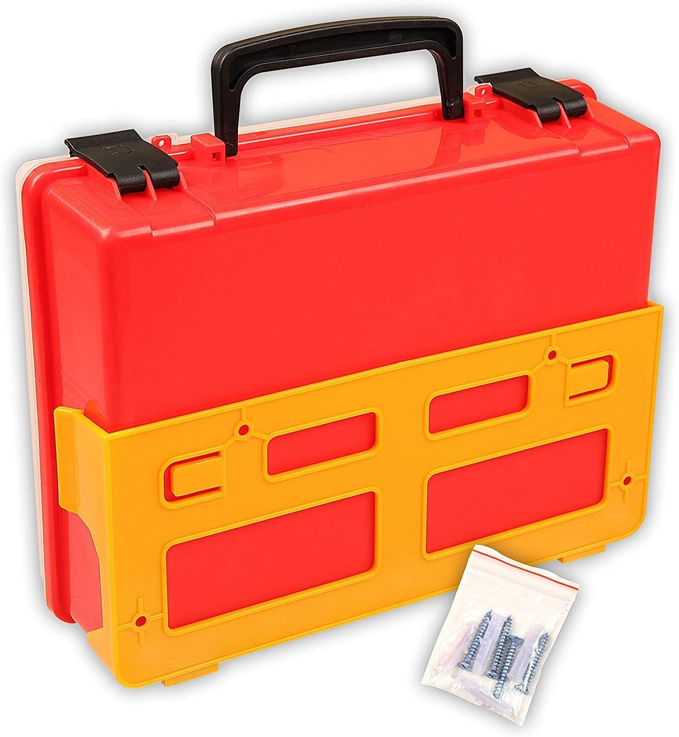 Commercial Bloodborne Pathogen & Bodily Fluid Spill Clean Up Kit with 2X Content, OSHA Compliant, Wall Mountable, 10" x 8" x 3.5", Red/Clear