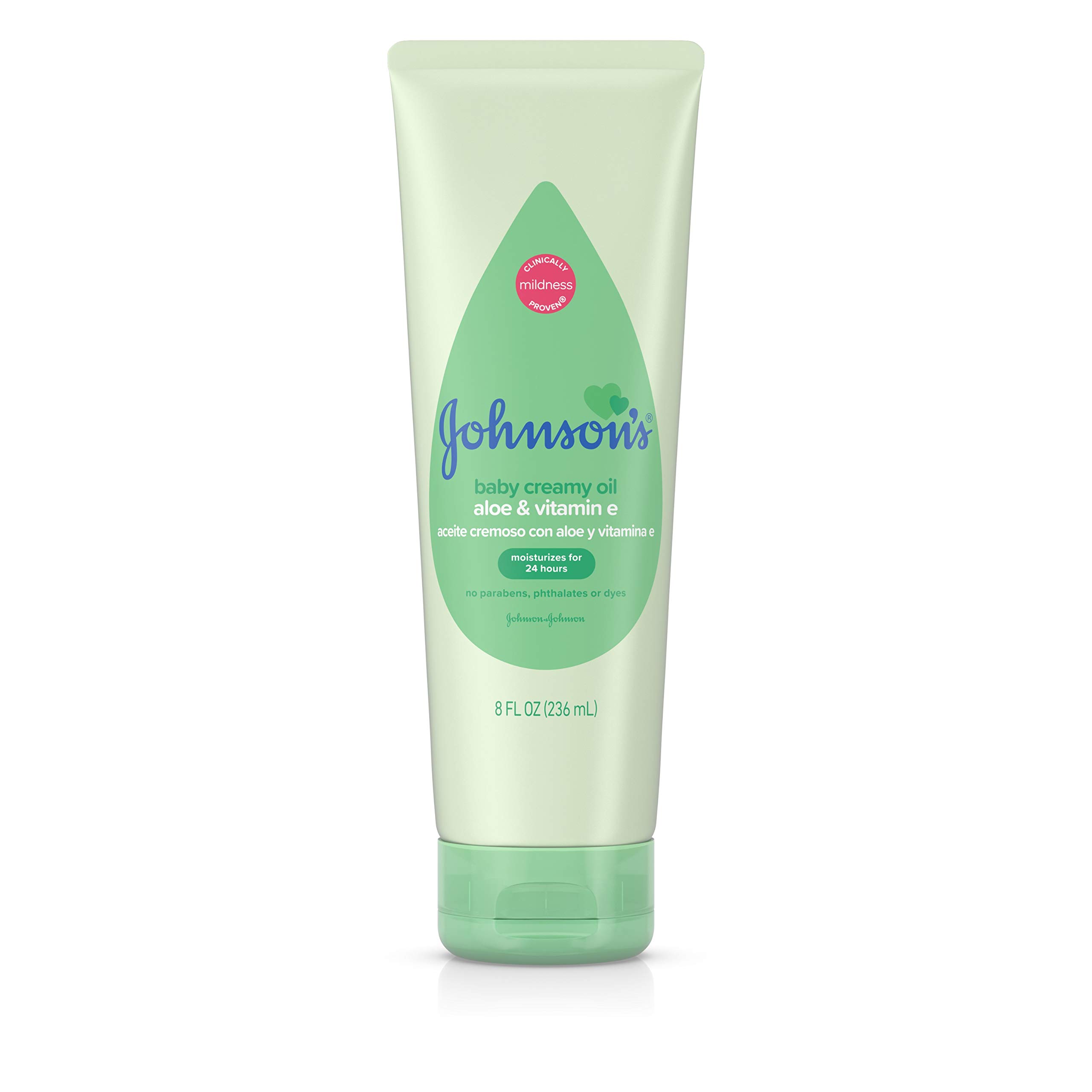 Johnson's Skin Nourish Creamy Oil Aloe Scent &amp; Vitamin E, 8 Ounce (236 Ml) (Pack of 2)
