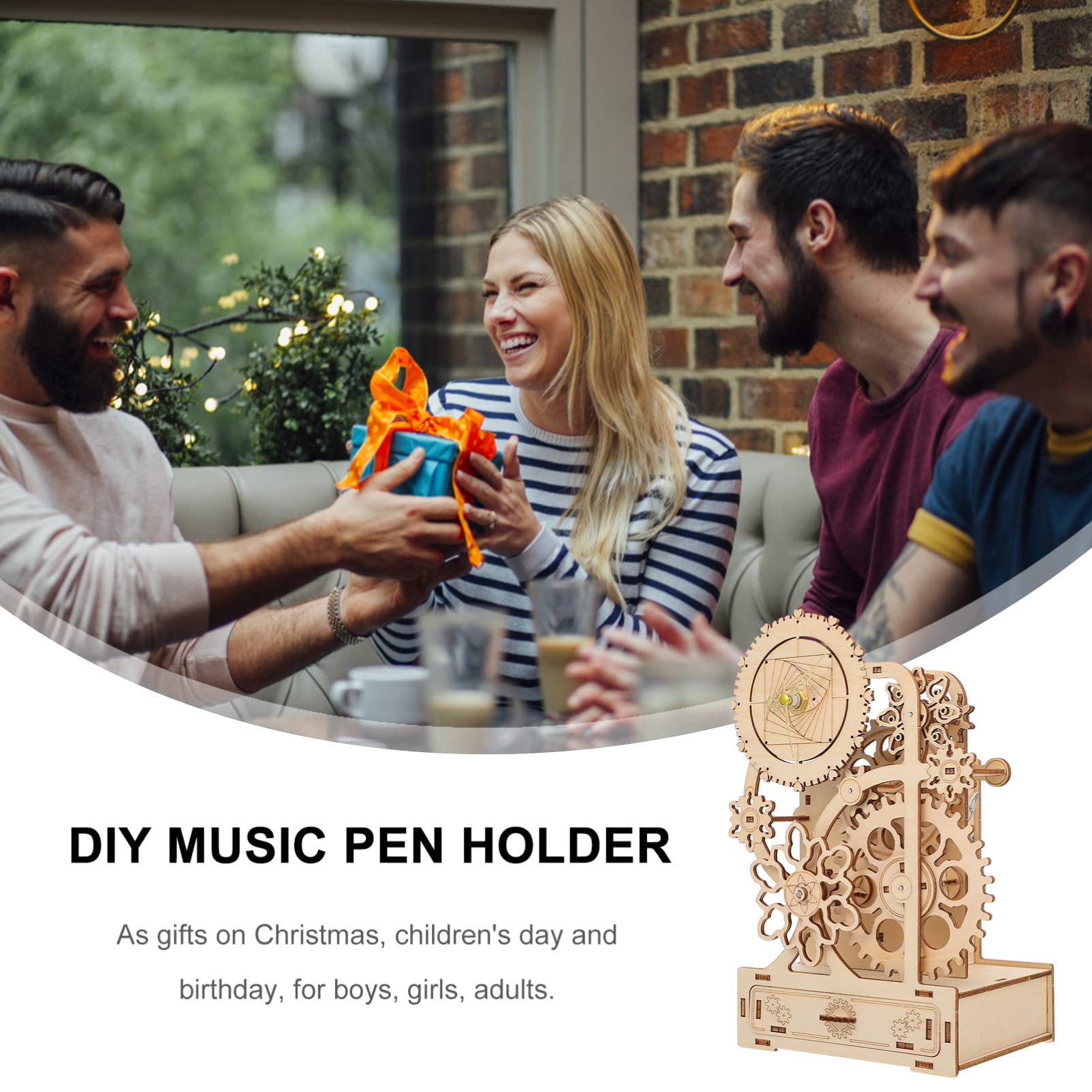 TOYANDONA 1 Juego Portalápices De Madera Rompecabezas 3D para Carrusel Musical De Madera Juguete del Rompecabezas Construye Tu Kit De Rompecabezas Adornos Ensamblado