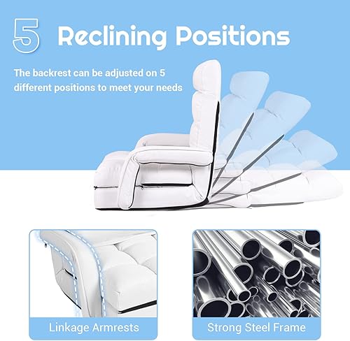 Miniatura 4 de COSTWAY Silla de suelo ajustable, sillón plegable con 5 posiciones, cojín de asiento desmontable, sofá cama para sala de estar, dormitorio, oficina