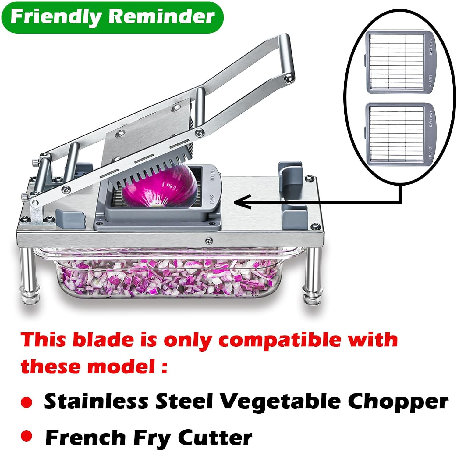 2 Replacement Slicing Blades And Stainless Steel Vegetable Chopper With 8 Blades