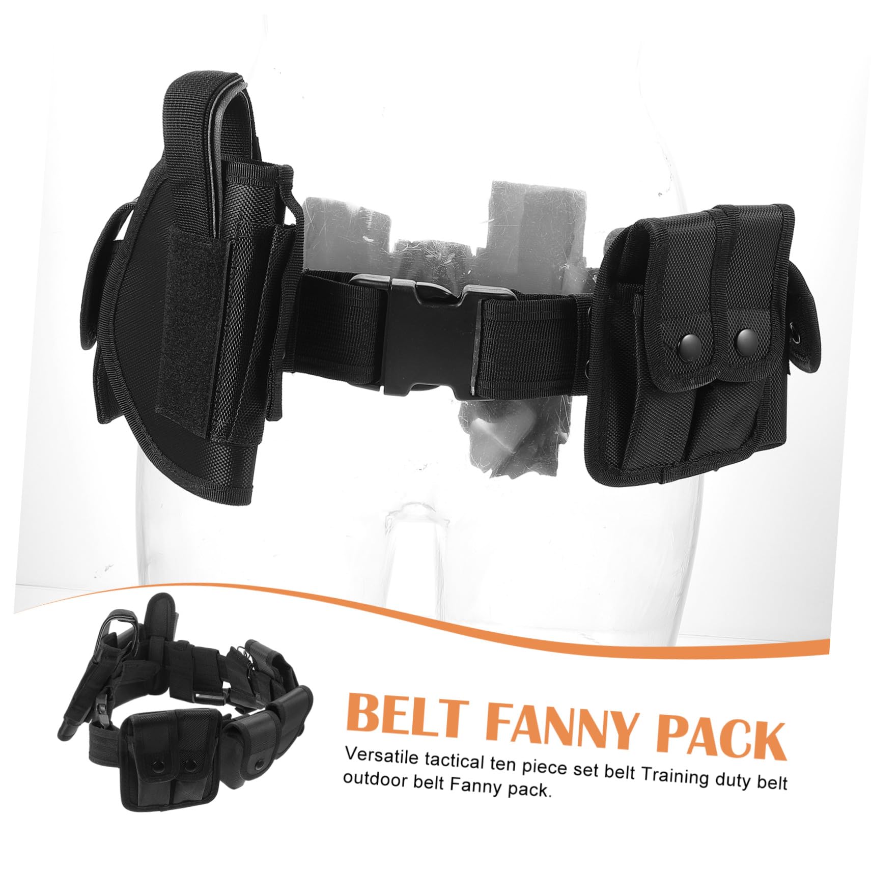 Ceinture Multifonction en Tissu Oxford Noir Rangement Multi-Poches et Poche Ceinture Confortable pour Entraînement et Activités Extérieures