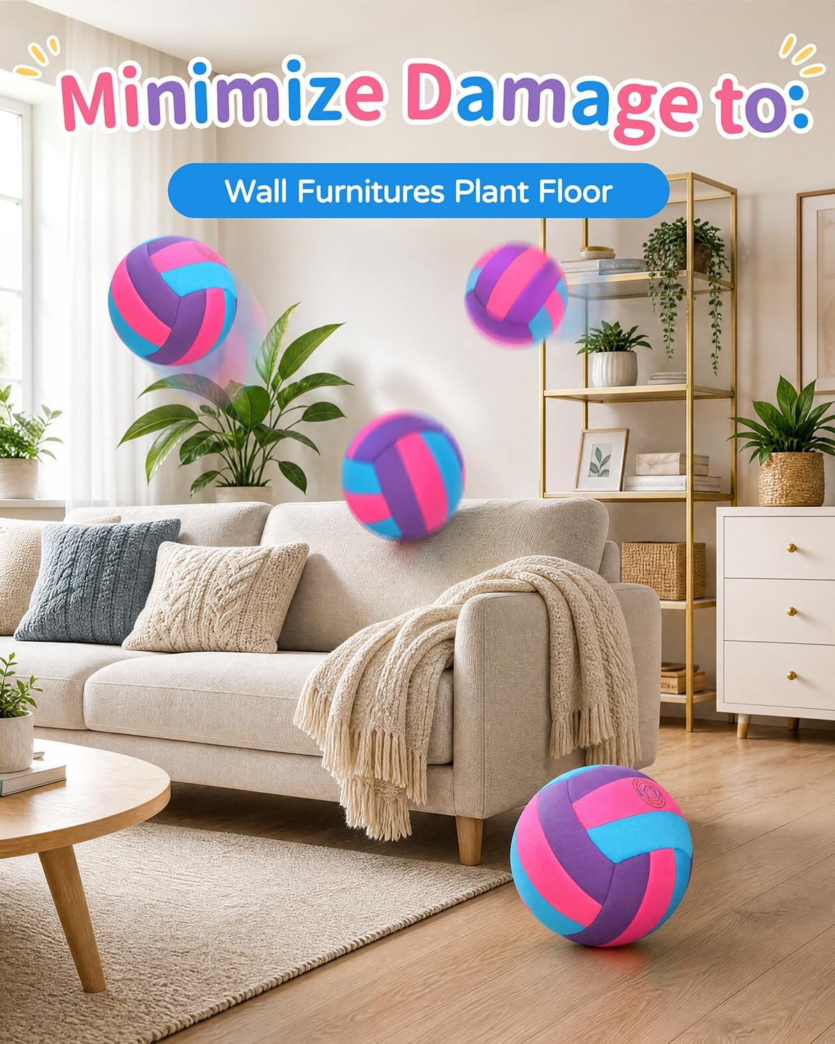 Soft Silent Indoor Volleyball, Practice Training Ball with Realistic Bounce | Safe soft touch for quiet indoor and backyard play, ideal for beginners