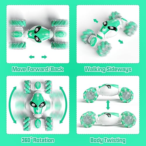 Miniatura 4 de Coches de control remoto con sensor de gestos, para niños de 6, 7, 8, 9, 10, 11, 12 años o más, 2.4 GHz 4WD RC doble cara 360 voltea vehículos