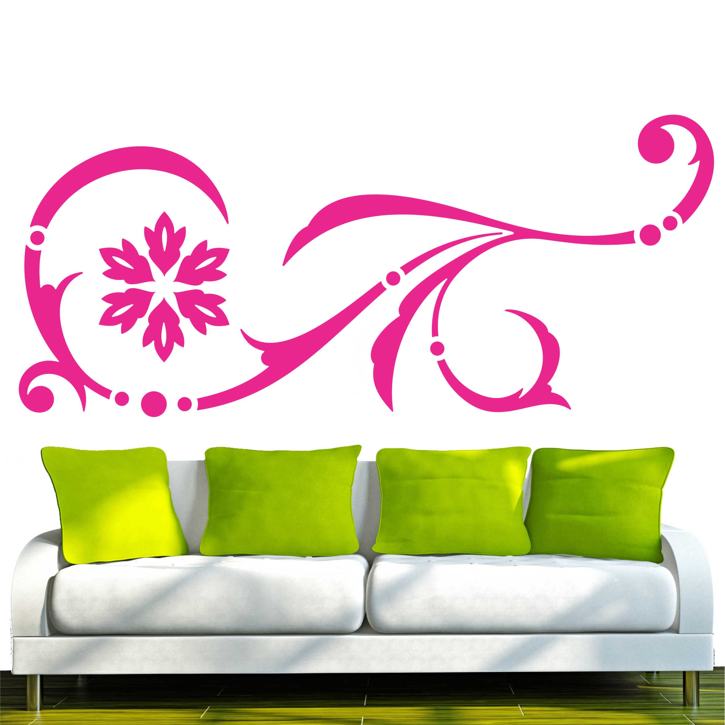 INDIGOS UG - Wandtattoo Wohnzimmer - Wandaufkleber Blätter Blumen Pflanzen Rank 240x104 cm - pink e34 - Aufkleber Kinderzimmer Schlafzimmer Küche Badezimmer Büro Dekoration