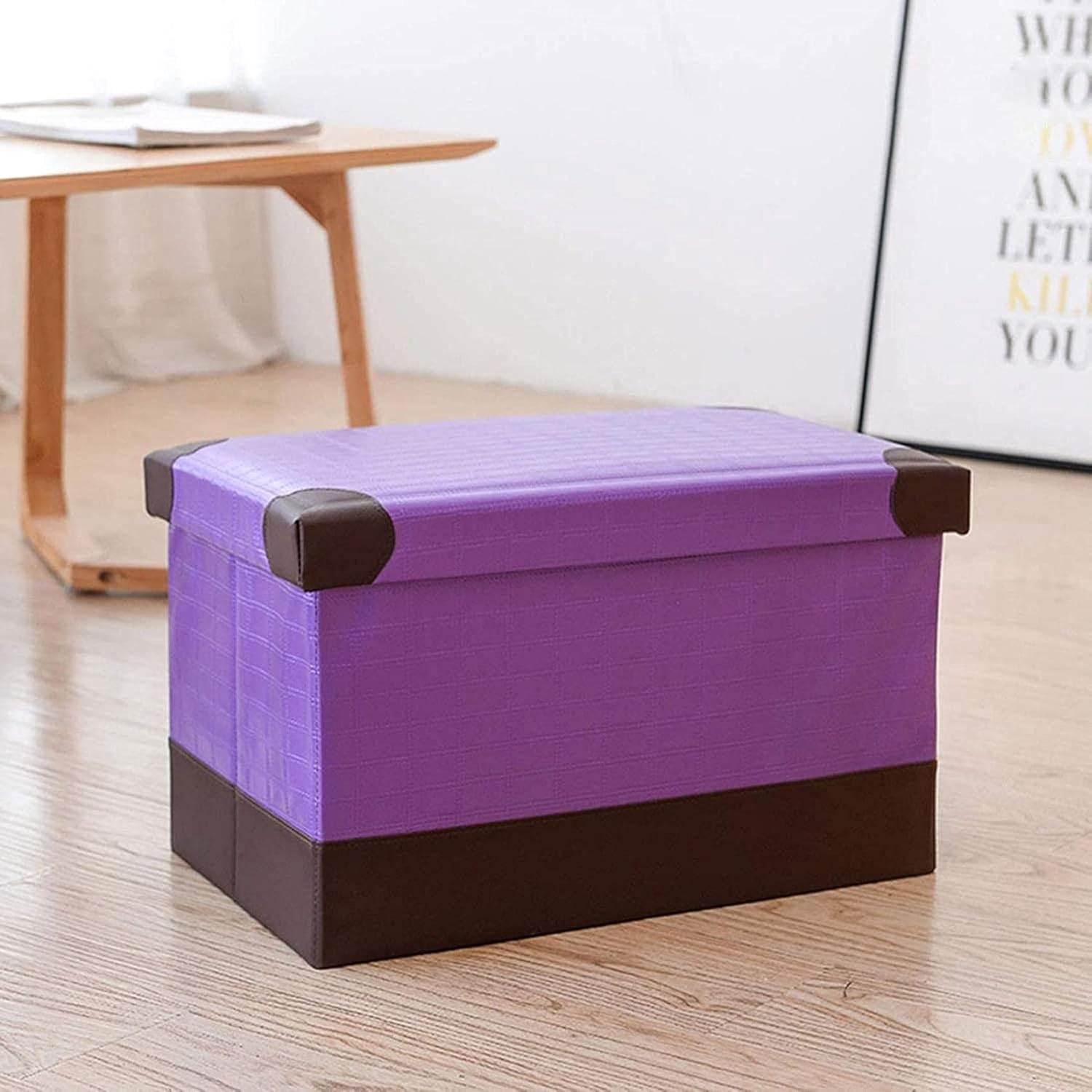 Storage Stool Entryway Storage Bench Foldable Leather Storage Stool Storage Ottomans Toy Storage Box Foot Stool 40cm