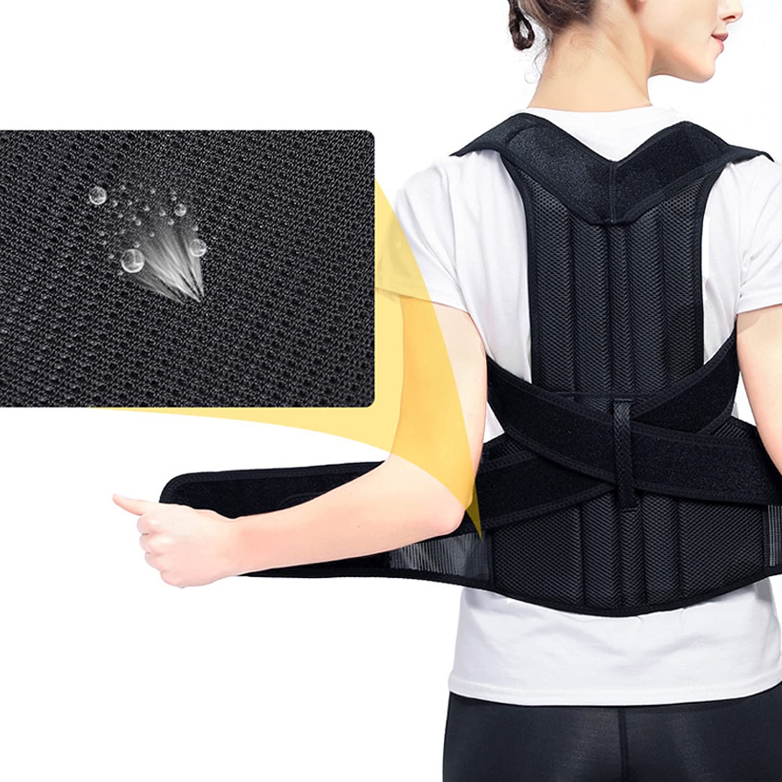 Corrector de Postura para Espalda para Mujeres y Hombres, Hilo de Red, Alivio del Dolor de Espalda Transpirable, Soporte Ajustable y Totalmente para la Cintura, Mejora y Soporte Lumbar, XL