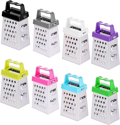 8 unidades de mini rallador de queso, rallador profesional de caja de acero inoxidable, ajo, jengibre, triturador de alimentos pequeños, especias