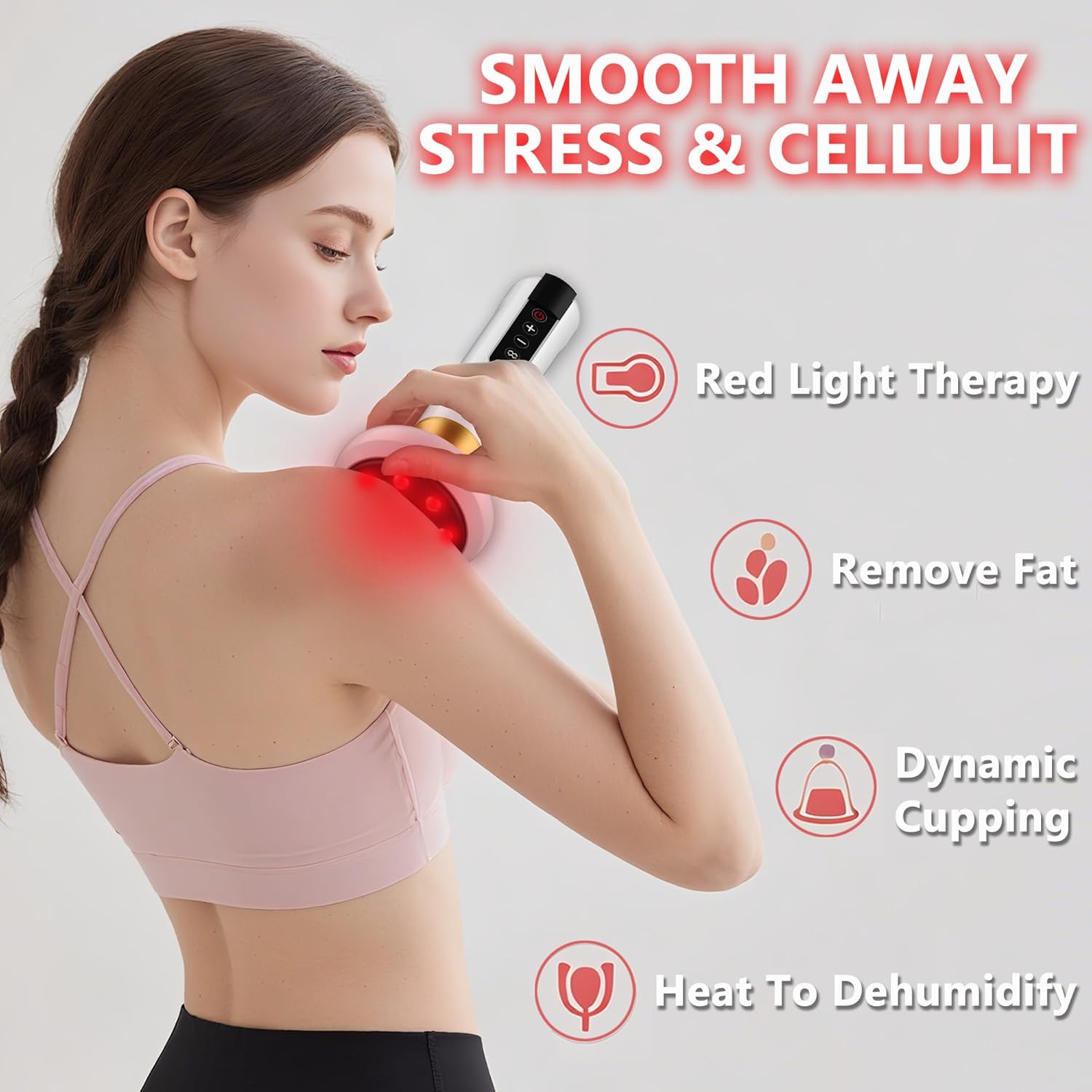 Cellulite Massage Tool,Cellulite Massager Electric Fat Remover with 12 Suction Modes,Rechargeable & Cordless,Intelligent Cupping Massager for Arms,Legs,Back Used at Home, (White)