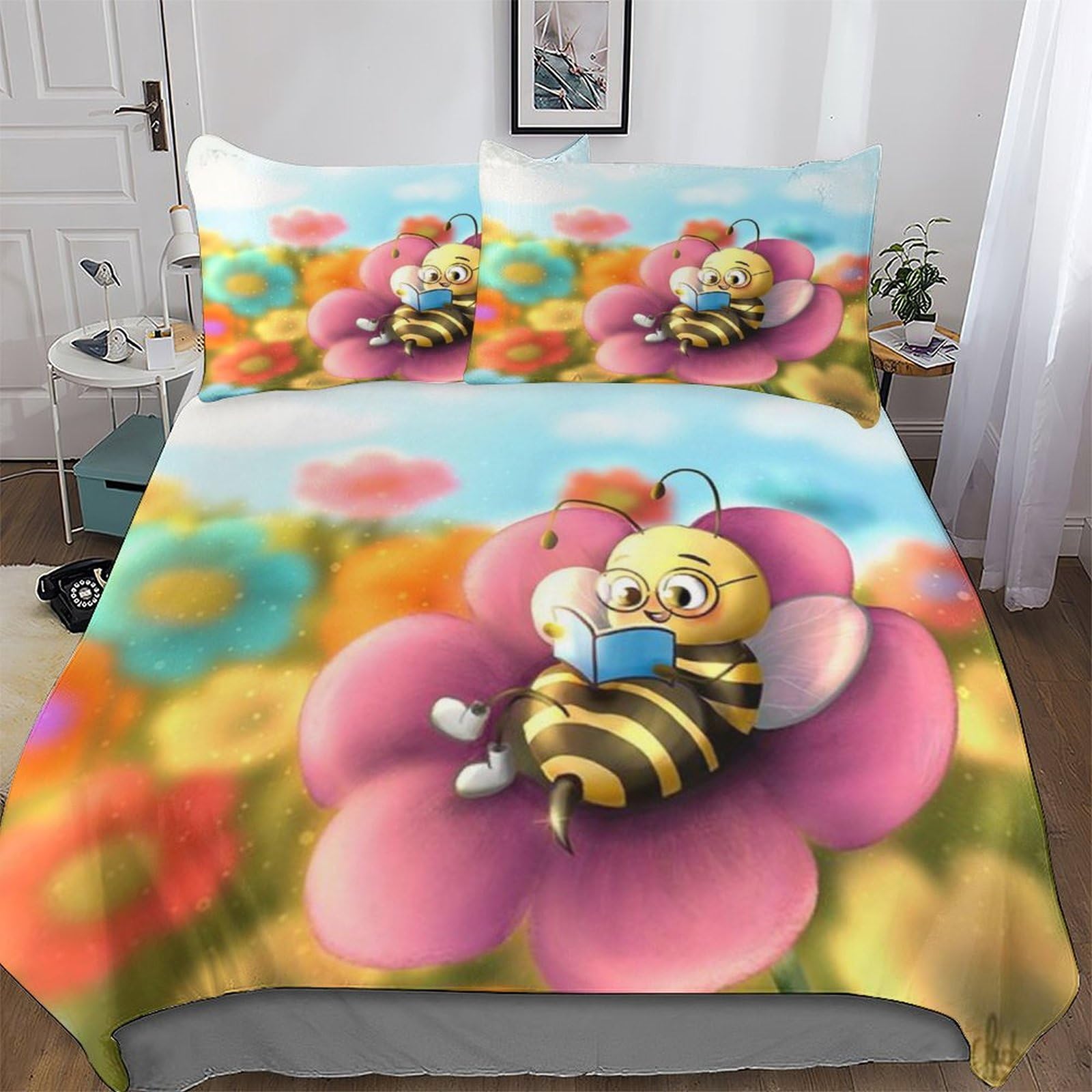 Housse de couette microfibre parure de lit 3 pièces imprimée 220x240cm