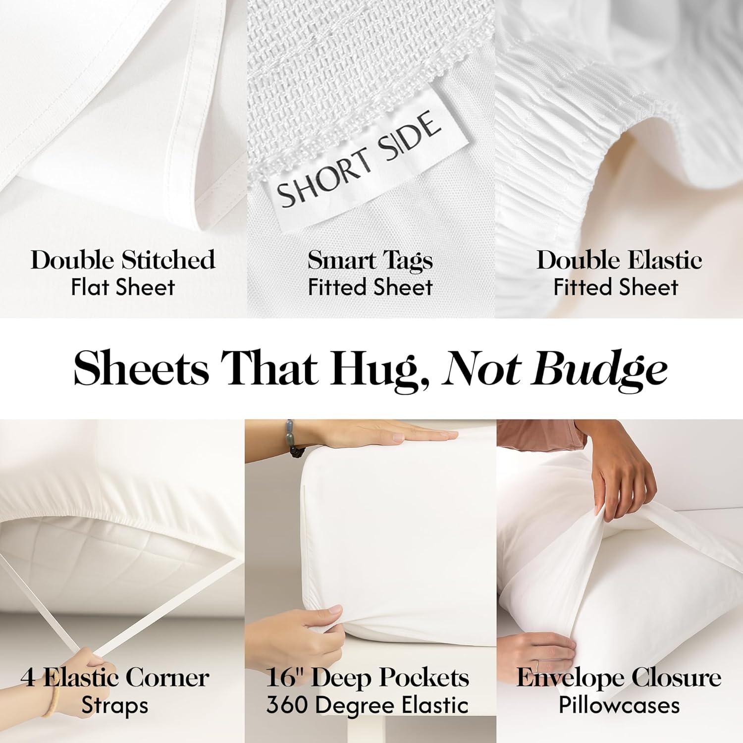 100% Organic Viscose Made From Bamboo Sheets Queen Size Set - The Only Sheets with 100% Pure Viscose & No Blend - Luxuriously Soft, Breathable & Naturally Cooling - Ideal for Sensitive Skin - White - Image 3