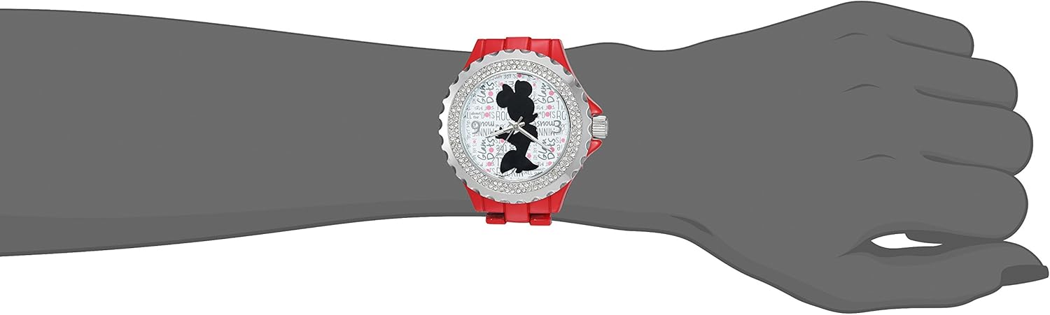 Disney Minnie Mouse Watch for Women, Classic Minnie Mouse Design – Stylish Watch for Women Fans – Elegant 's Watches with Pink Stainless Steel Bracelet, Diamond Bezel