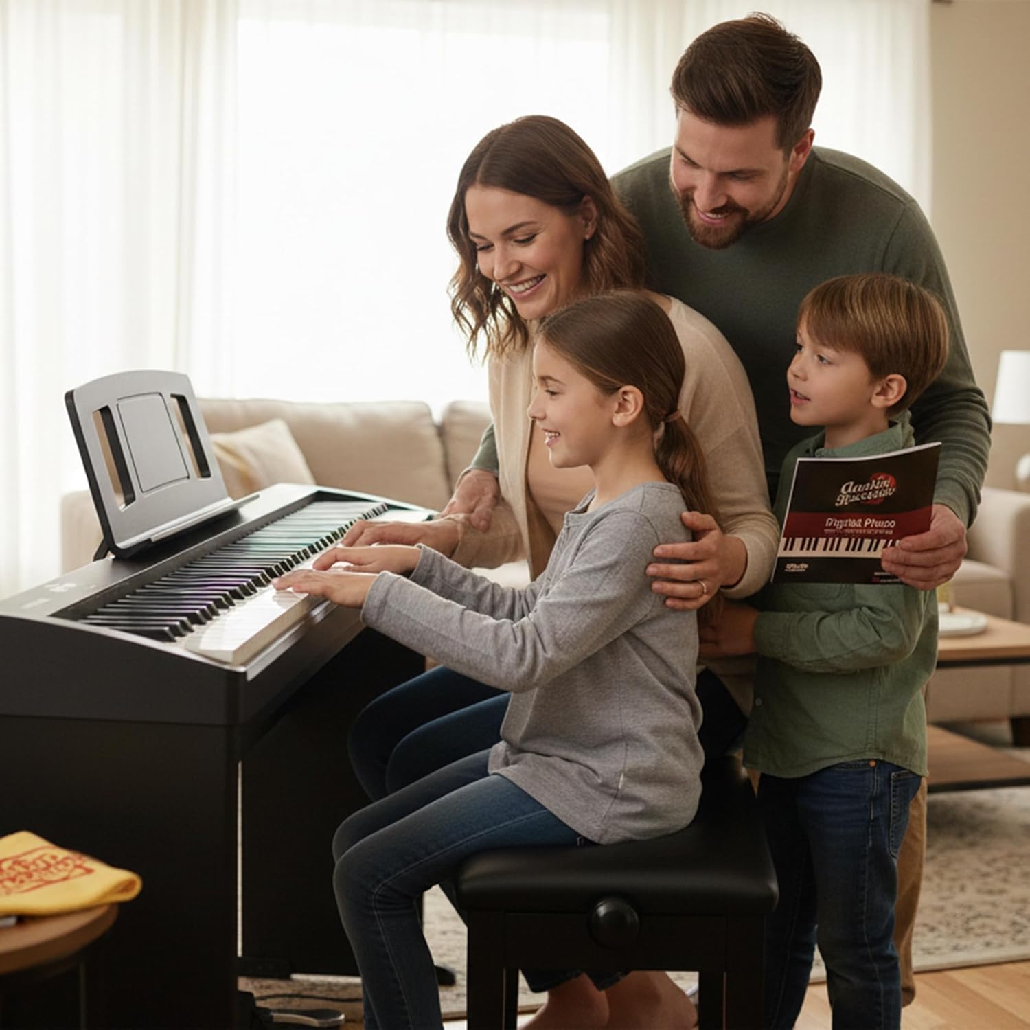 Roland FP-10 88-Key Digital Piano - Black Bundle with KSC-FP10 Stand, Bench, Sustain Pedal, Instructional Book, Online Lessons, Instructional DVD, and Austin Bazaar Polishing Cloth