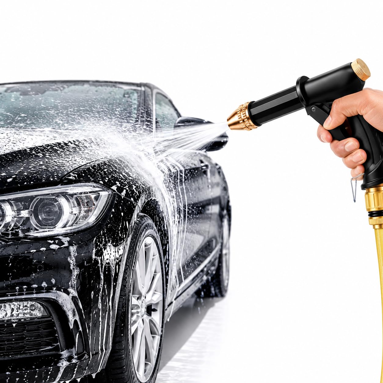 Car Wash High Pressure Water Spray Gun | Adjustable Hose Pipe Jet Nozzle with Trigger Lock | Garden Watering Window Cleaning Pet Bathing | Multi Purpose Water Gun | Easy Grip | Black-image-30