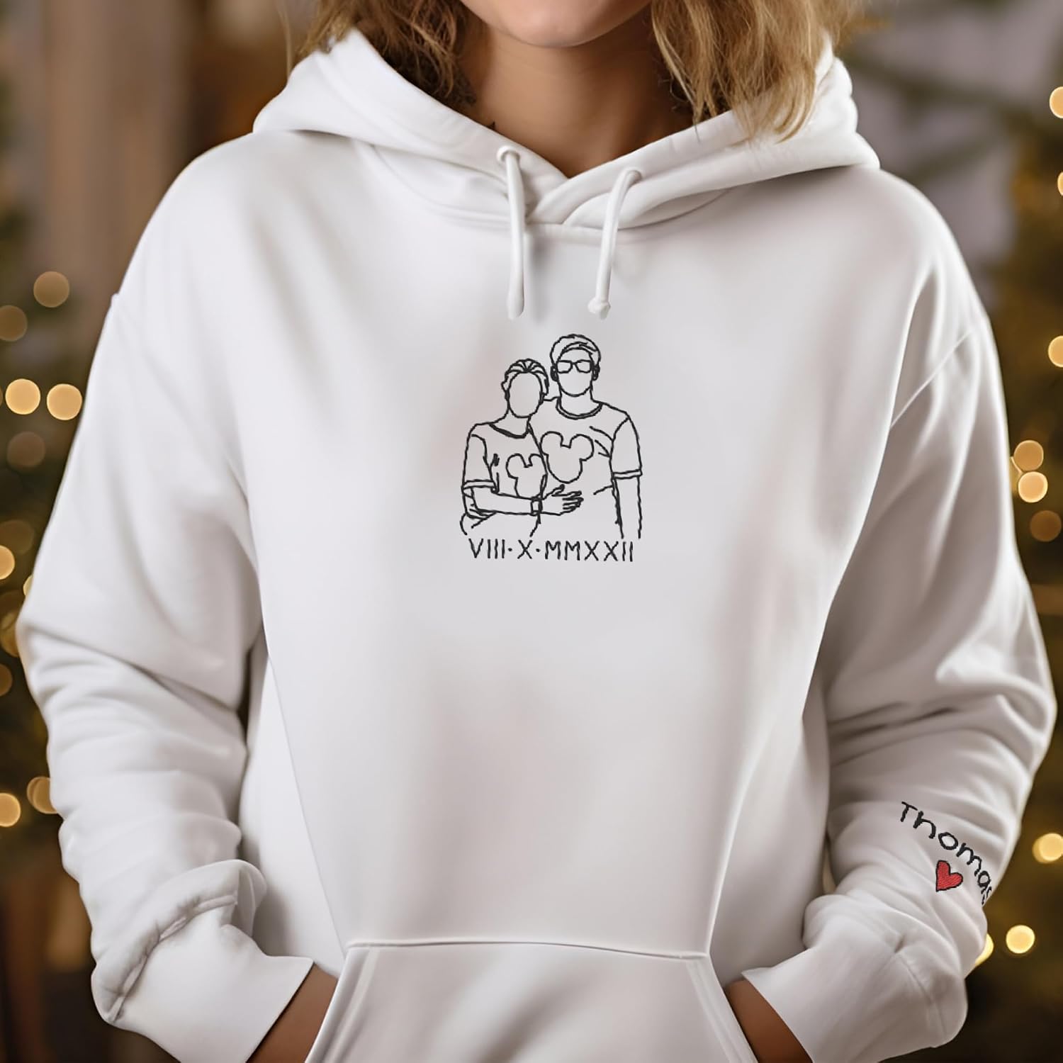 Custom Embroidered Roman Numeral Hoodies For Couples, Matching Hoodies For Couples, Valentine Gifts For Him 1