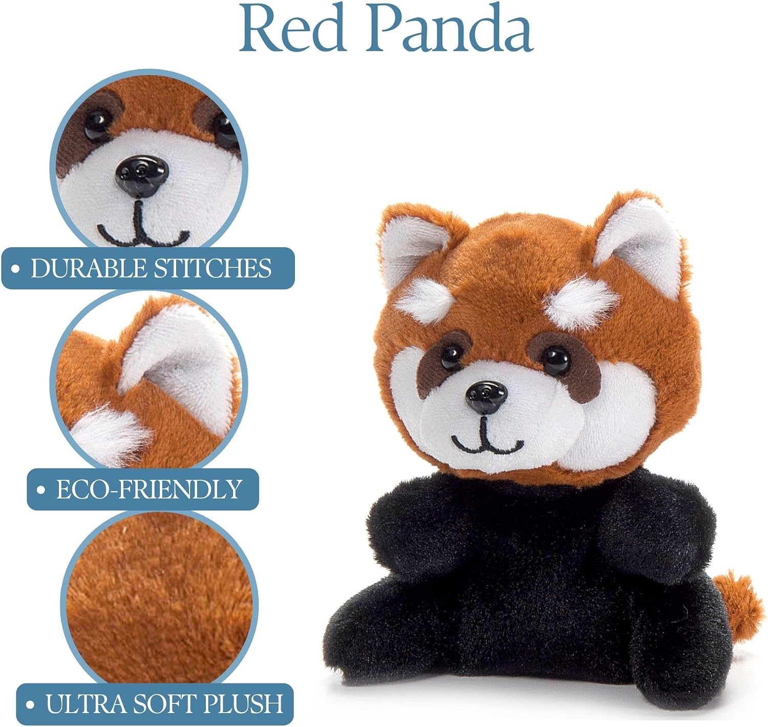 The Petting Zoo Red Panda Stuffed Animal Plushie, Gifts for Kids, Nuggetz Wildlife Animals, Red Panda Plush Toy, 6 inches