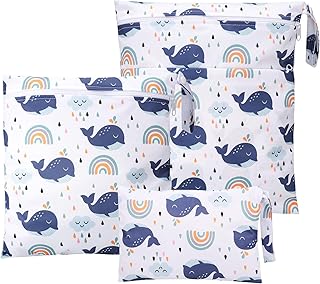 Zocipro 3Pcs Wet Bag, Reusable Wet Dry Bag with Zip, Waterpr