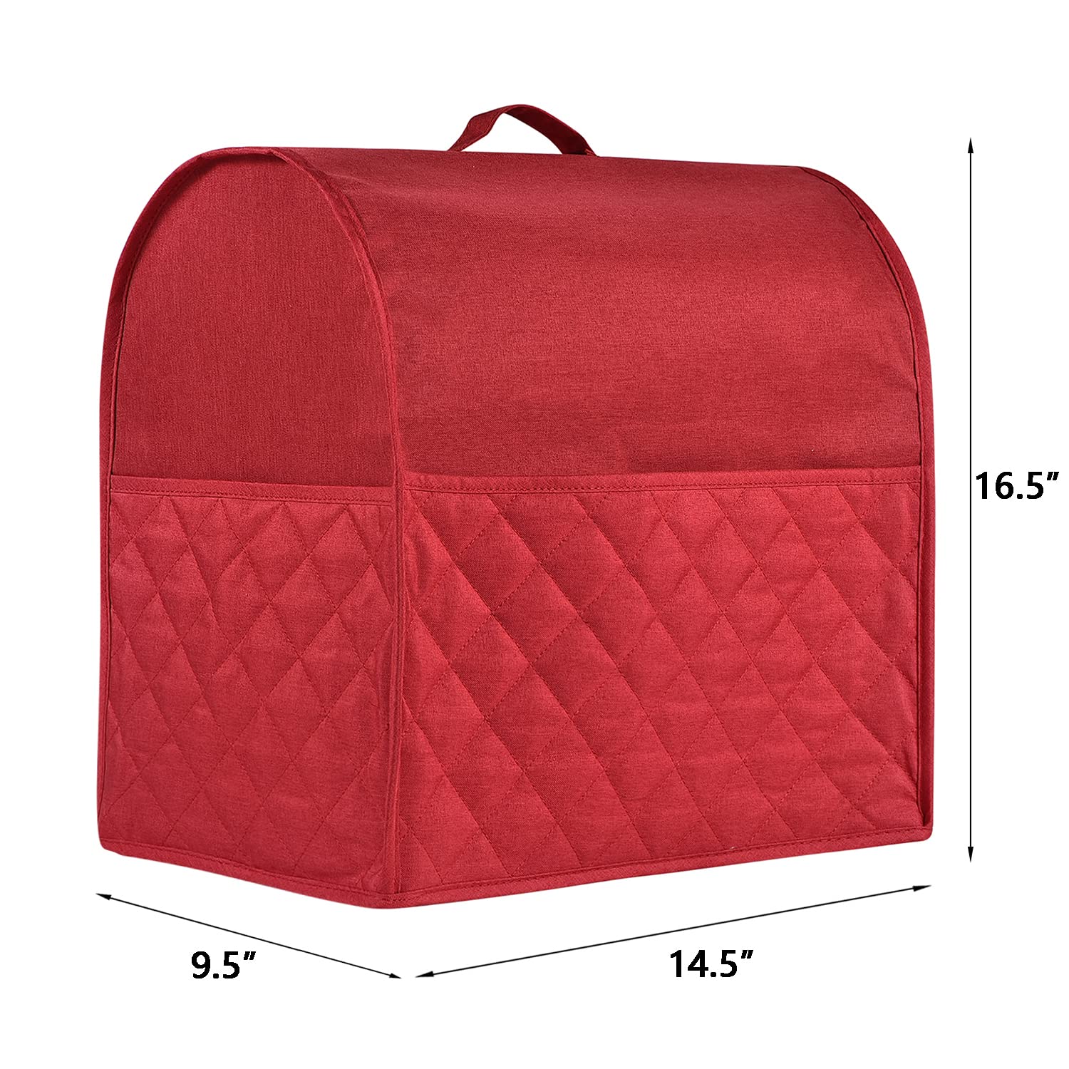 Stand Mixer Dust-proof Cover for KitchenAid Mixer，Multi Pockets for Various Kitchen Appliance Accessories，Water-resistant，Easy Cleaning (Red, Fit for Bowl Lift 5-8 Quart)