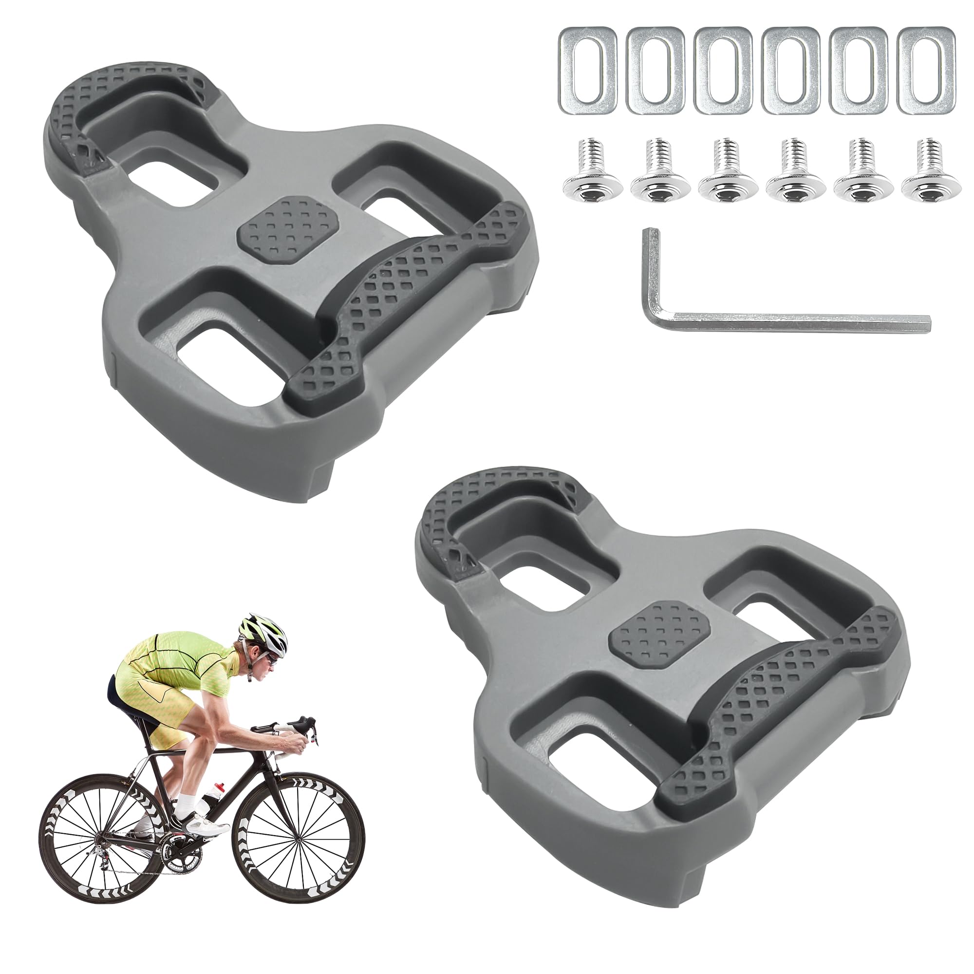 TPU Anti-Slip Cleats Compatible with Look Keo, Cycling Cleats Set for Road & Indoor Use, Use for Clipless Pedals, Cycling Shoes, Road Bike Pedals, Cleat for Road Bicycle Shoes