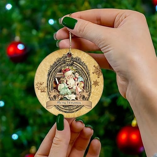 Miniatura 4 de Cheyan Divertido tema de Navidad retro adorno de porcelana de Navidad decoraciones para el hogar colgantes de Navidad niños árbol de Navidad