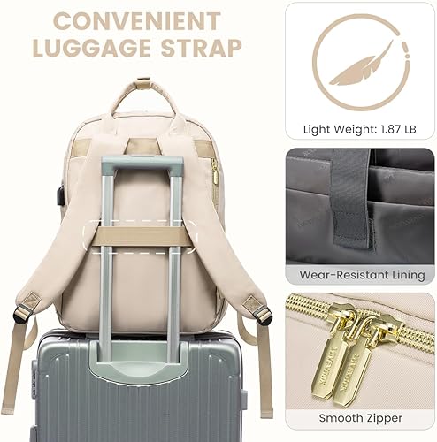 Miniatura 6 de LOVEVOOK Mochila para laptop para mujer, mochila de trabajo de moda con puerto USB, mochilas impermeables para el trabajo., Púrpura, Mochila casual