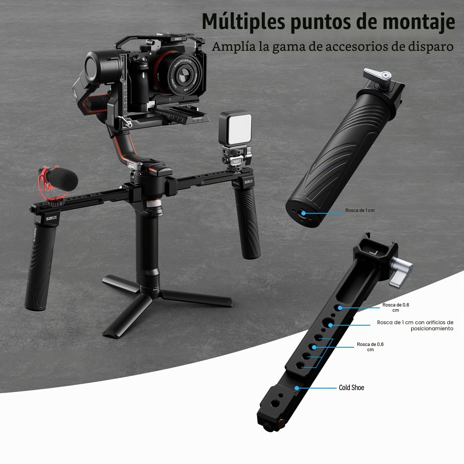 SIRUI Dual Handgrip Empuñadura Grip Doble para dji RS 4/RS 4Pro/RS 3/RS 3 Pro/RS 2/RSC 2/Ronin-S/Ronin-SC, Mango de Cardán con NATO Rail - Am-DSH