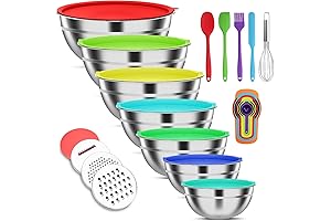 7 Pcs Stainless Steel Mixing Bowls with Lids and Graters