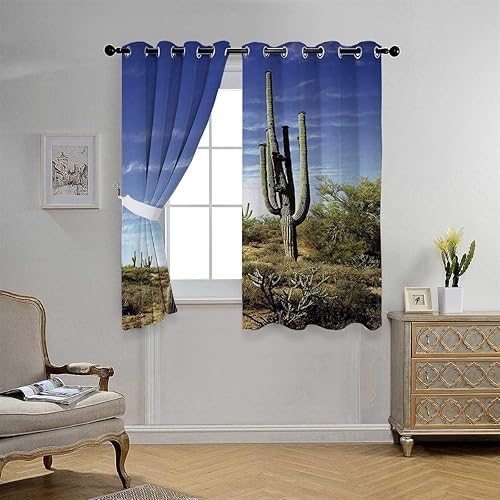 Miniatura 2 de Cortinas para Cocina Saguaro Grommet Short Door Alternatives Window Noise Blocker 55Inch Width by 55Inch Length,2 Panels