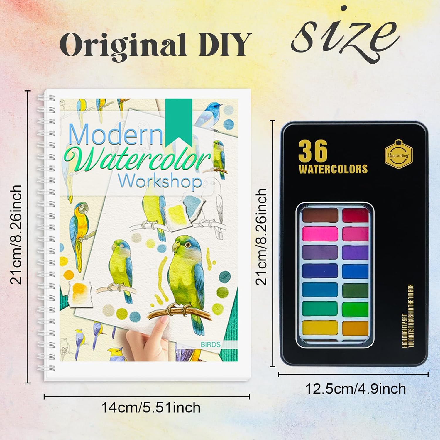 5Pcs Watercolor Workbook, Beginner-Friendly Water Coloring Book for Beginners with 36 Colors Paint, Watercolor Paper, Beginner Watercolor Painting Kit with Step by Step for Adults, Water Color Books