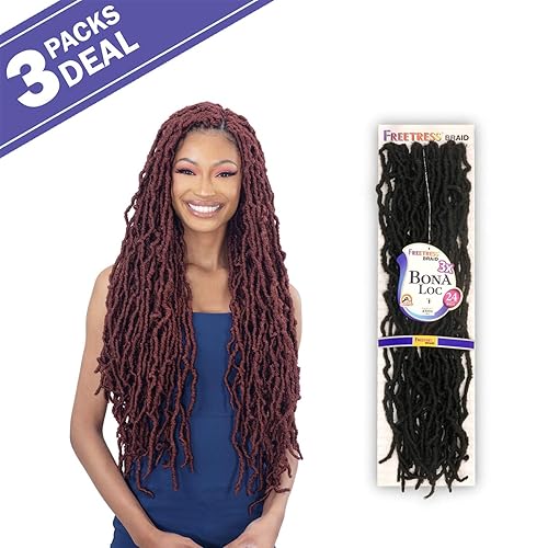 Miniatura 2 de FreeTress - Trenzas de ganchillo 3X Bona Loc de 24 pulgadas (paquete de 3, 2)