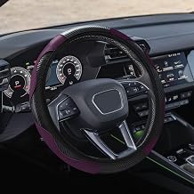 Car Steering Wheel Cover, Non-Slip Car Wheel Cover Protector, 15 inch Carbon Fiber Microfiber PU Leather Elastic Steering Wheel Protector for Men Women, Universal Auto Accessories Purple