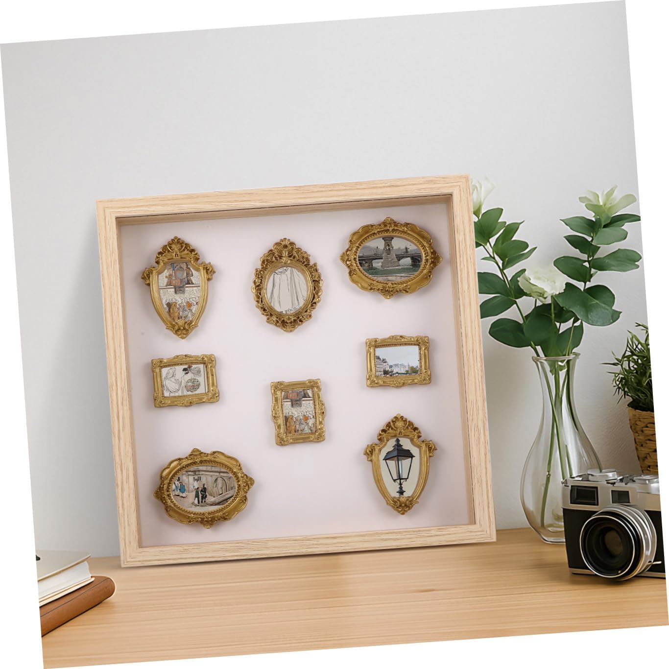 1 Set DIY Museum Shadow Box with Miniature Frame - Retro Resin Picture Frame Display Case DIY Silhouette Box for Anniversary Wedding Birthday Style 2