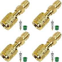 4 Sets A2L R32 R454B Refrigerant Adapter | 1/4" SAE Female to Male, Reverse Thread, Brass, Straight Connector