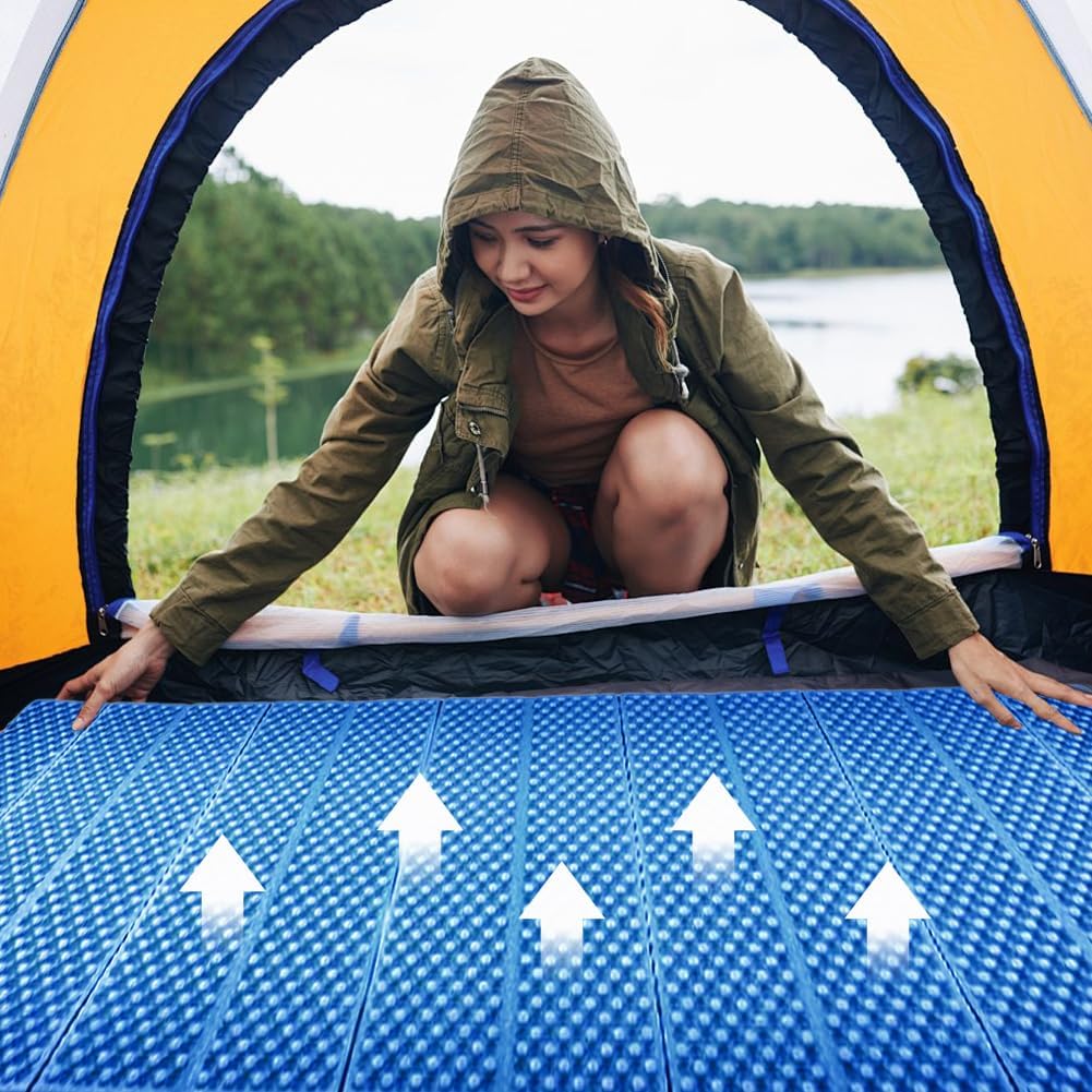 Matelas de Camping Pliable en Mousse IXPE avec Revêtement Aluminium Tapis de Sol Isolant Thermique 185x55cm pour Randonnée Trekking et Bivouac Ultra-léger et Imperméable
